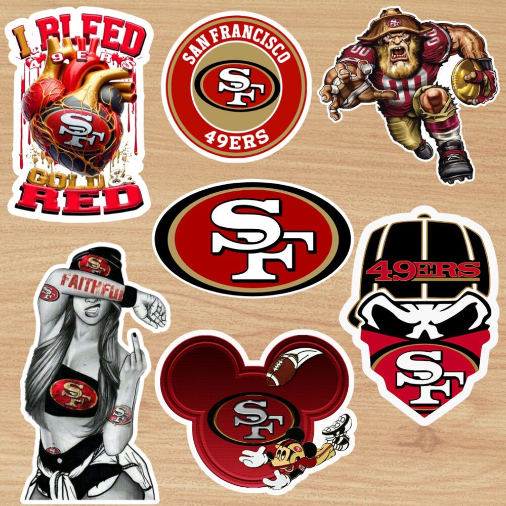 San Francisco 49ers Sticker Bundle – Set of 7 – 8” Vinyl Decals – SF 49ers Fan